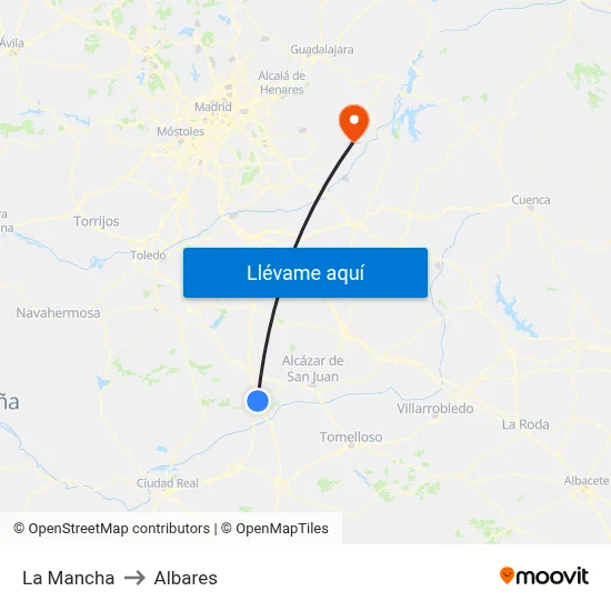 La Mancha to Albares map
