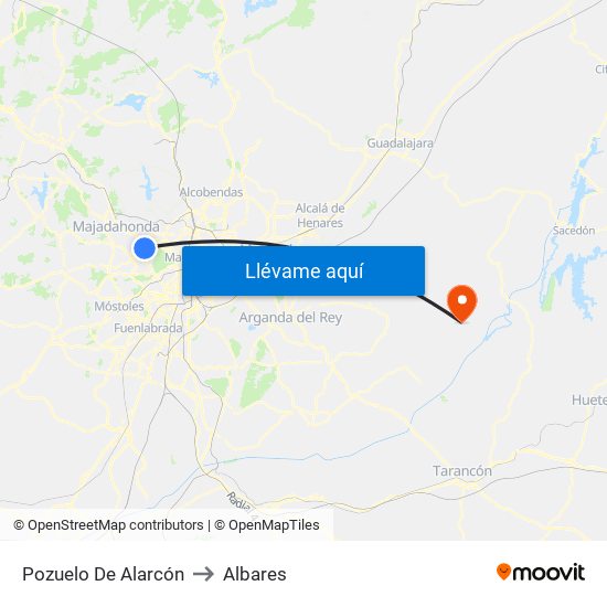 Pozuelo De Alarcón to Albares map