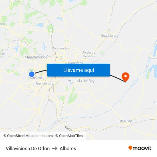 Villaviciosa De Odón to Albares map