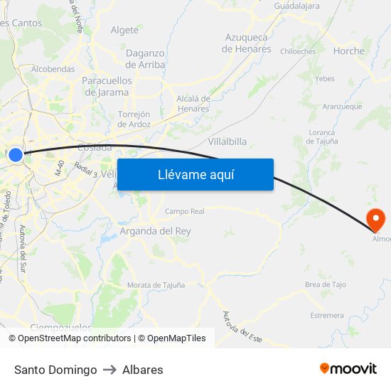 Santo Domingo to Albares map