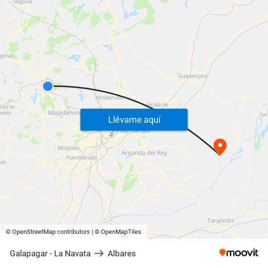 Galapagar - La Navata to Albares map