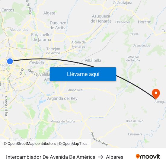 Intercambiador De Avenida De América to Albares map