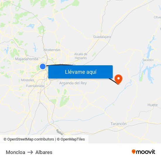 Moncloa to Albares map