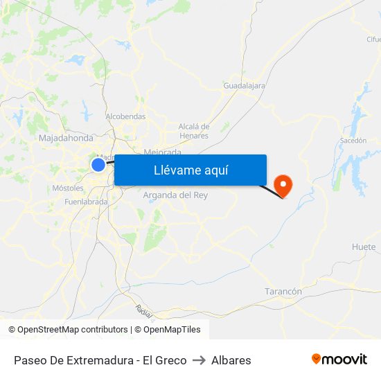 Paseo De Extremadura - El Greco to Albares map