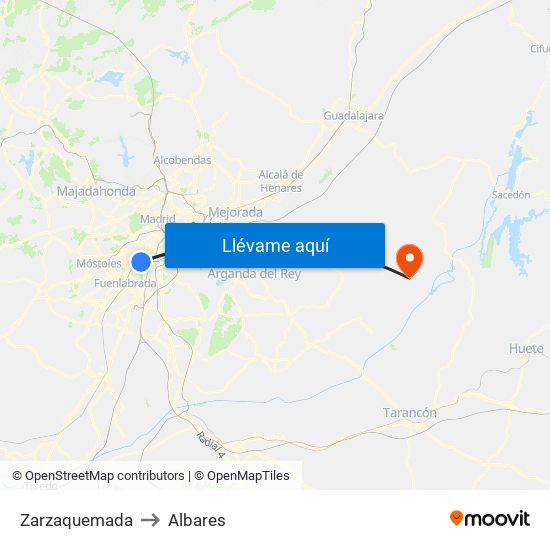 Zarzaquemada to Albares map