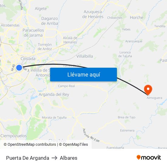 Puerta De Arganda to Albares map