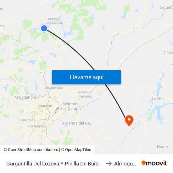 Gargantilla Del Lozoya Y Pinilla De Buitrago to Almoguera map