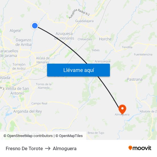 Fresno De Torote to Almoguera map