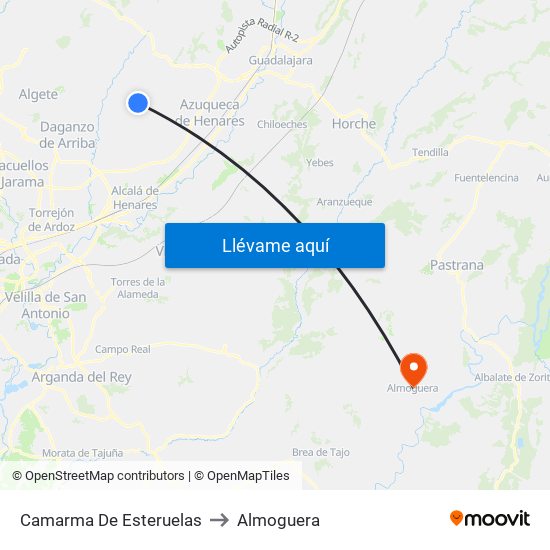 Camarma De Esteruelas to Almoguera map
