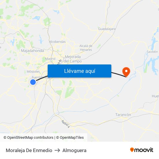 Moraleja De Enmedio to Almoguera map