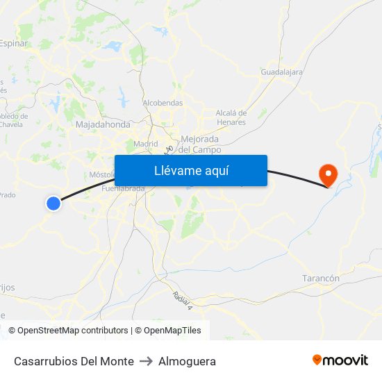 Casarrubios Del Monte to Almoguera map