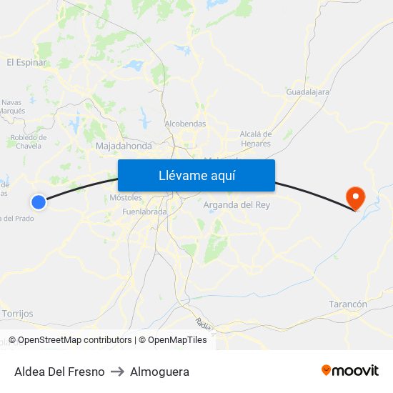 Aldea Del Fresno to Almoguera map