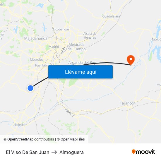 El Viso De San Juan to Almoguera map