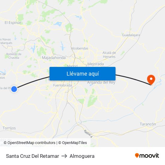 Santa Cruz Del Retamar to Almoguera map