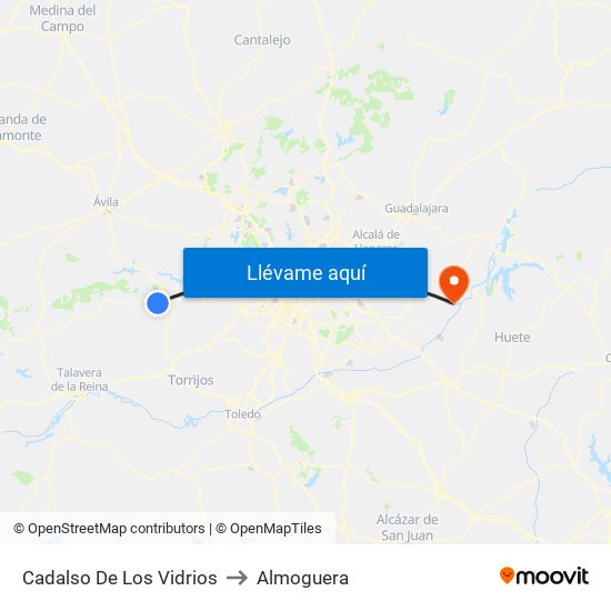 Cadalso De Los Vidrios to Almoguera map