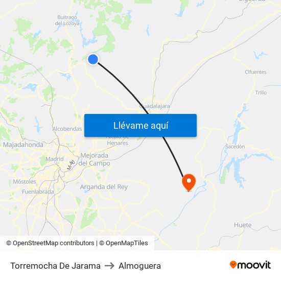 Torremocha De Jarama to Almoguera map