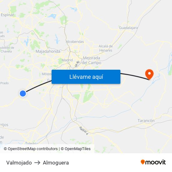 Valmojado to Almoguera map
