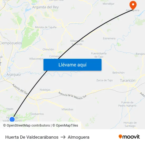 Huerta De Valdecarábanos to Almoguera map