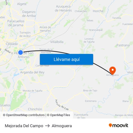 Mejorada Del Campo to Almoguera map