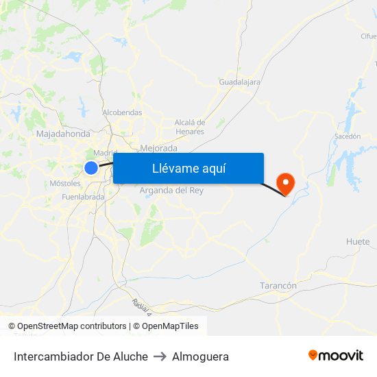 Intercambiador De Aluche to Almoguera map