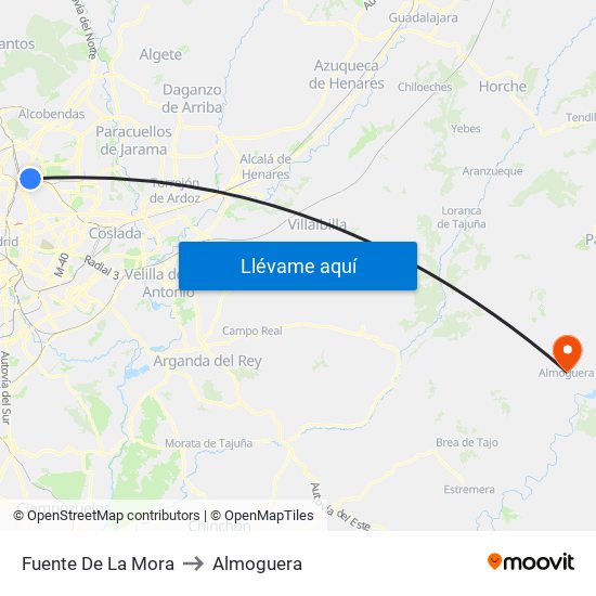 Fuente De La Mora to Almoguera map