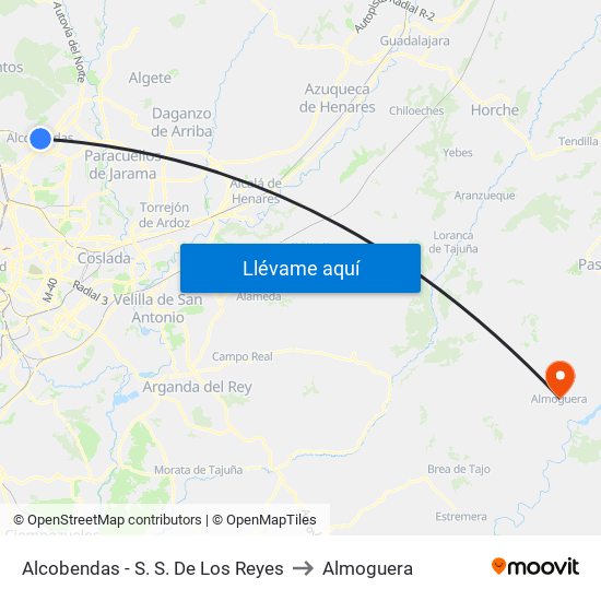 Alcobendas - S. S. De Los Reyes to Almoguera map
