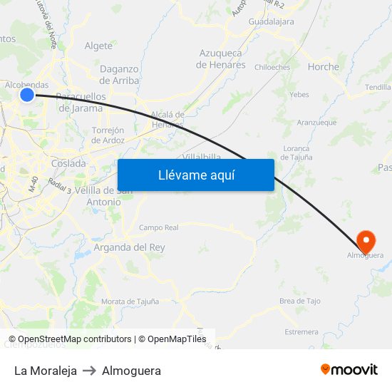 La Moraleja to Almoguera map