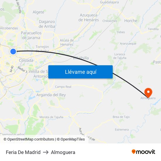 Feria De Madrid to Almoguera map