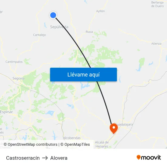 Castroserracín to Alovera map