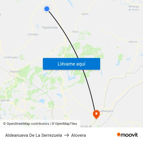 Aldeanueva De La Serrezuela to Alovera map