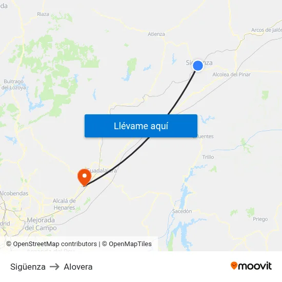 Sigüenza to Alovera map