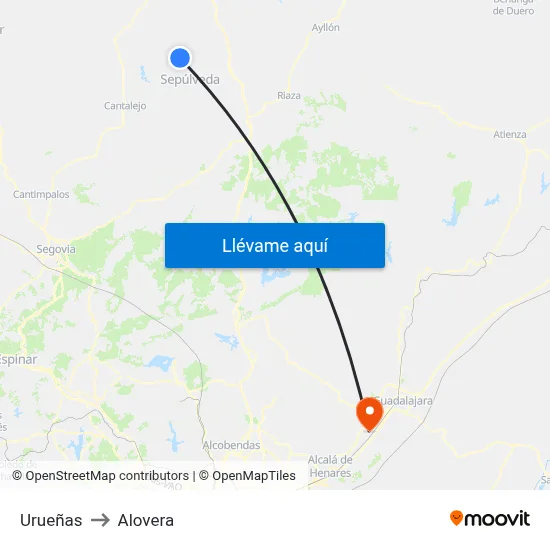 Urueñas to Alovera map