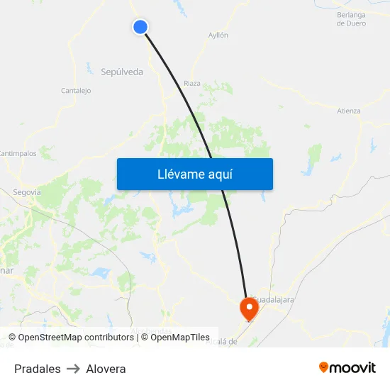 Pradales to Alovera map