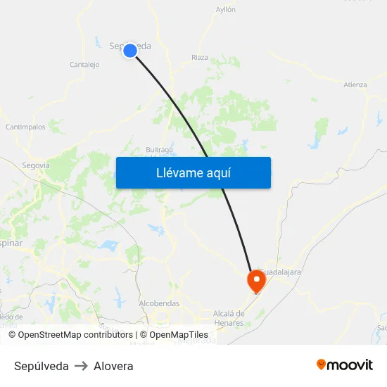 Sepúlveda to Alovera map