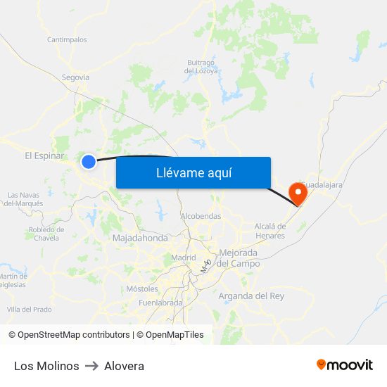Los Molinos to Alovera map