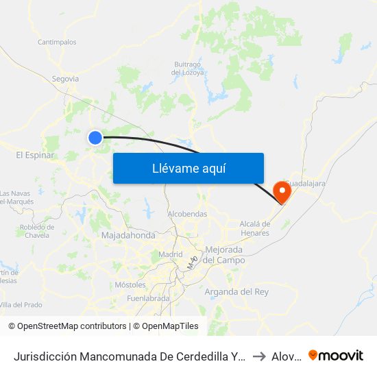 Jurisdicción Mancomunada De Cerdedilla Y Navacerrada to Alovera map
