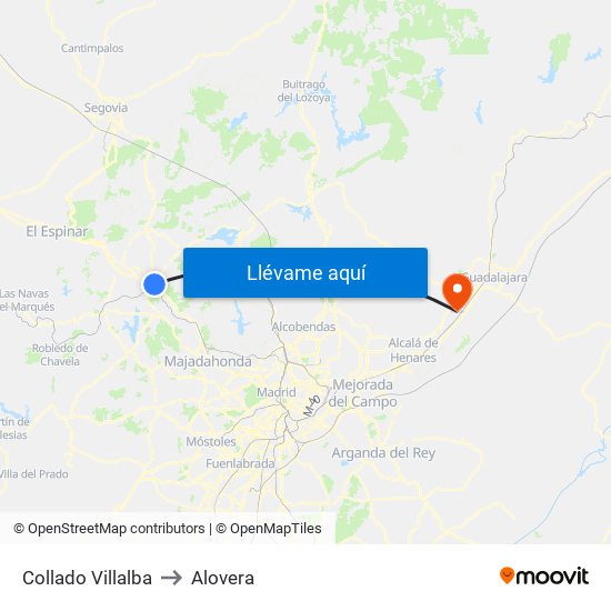 Collado Villalba to Alovera map