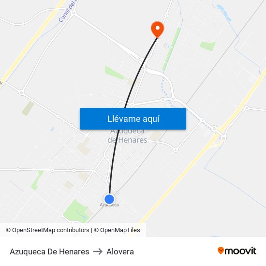 Azuqueca De Henares to Alovera map
