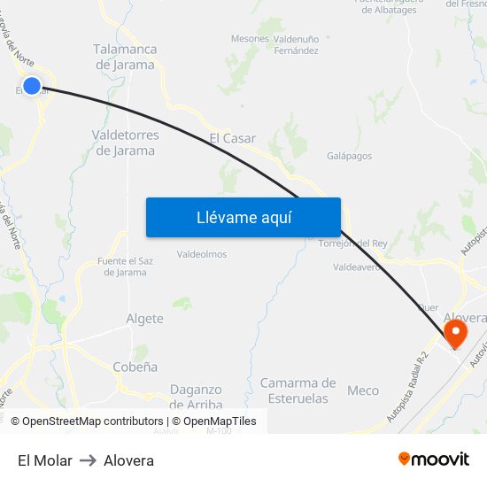 El Molar to Alovera map