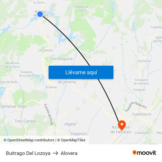Buitrago Del Lozoya to Alovera map