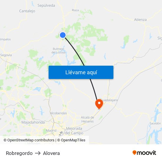 Robregordo to Alovera map