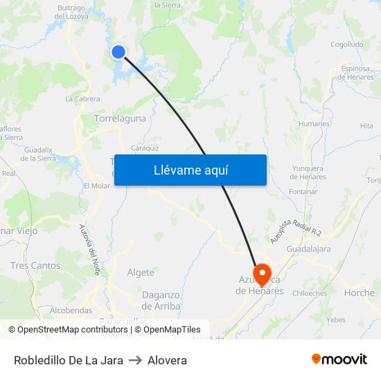 Robledillo De La Jara to Alovera map
