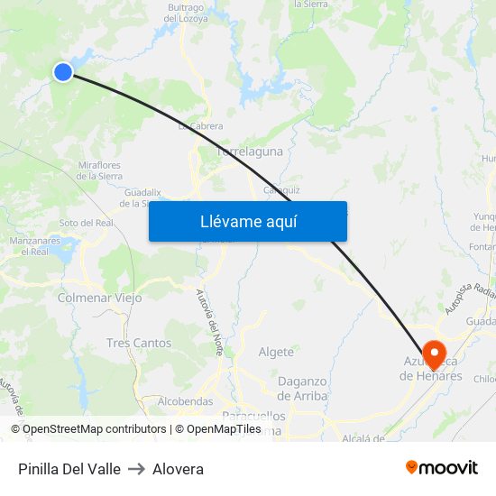 Pinilla Del Valle to Alovera map