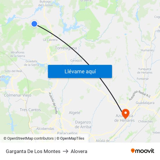 Garganta De Los Montes to Alovera map