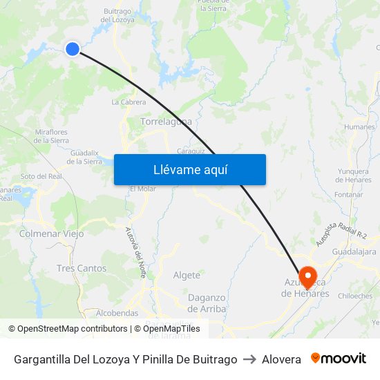 Gargantilla Del Lozoya Y Pinilla De Buitrago to Alovera map