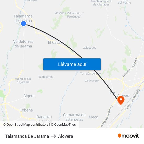 Talamanca De Jarama to Alovera map
