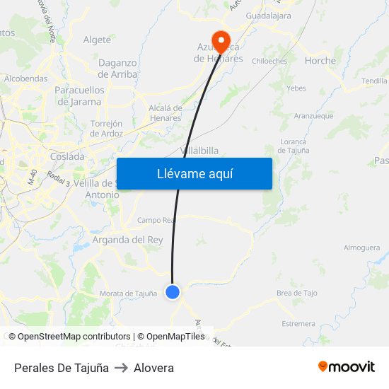 Perales De Tajuña to Alovera map