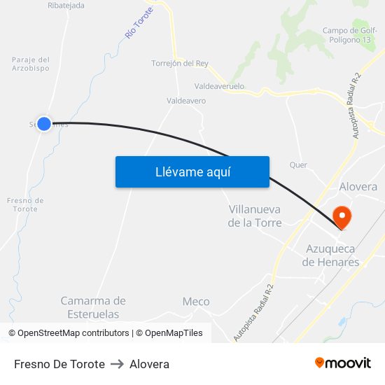 Fresno De Torote to Alovera map