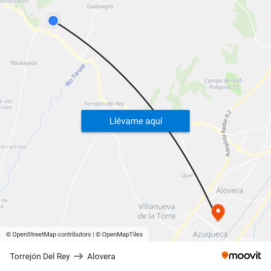 Torrejón Del Rey to Alovera map