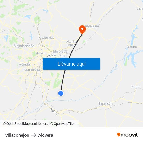 Villaconejos to Alovera map